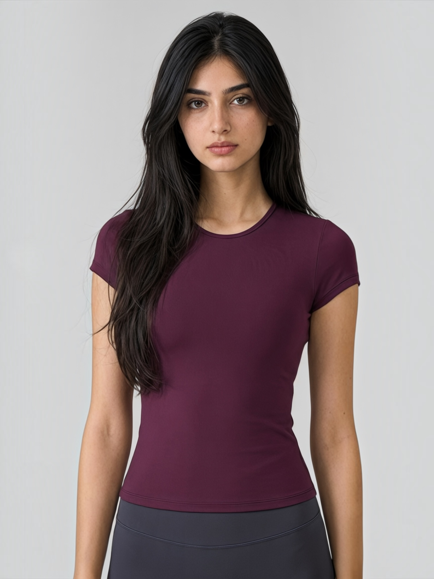 Slim Fit Stretch T-Shirt (Plum)