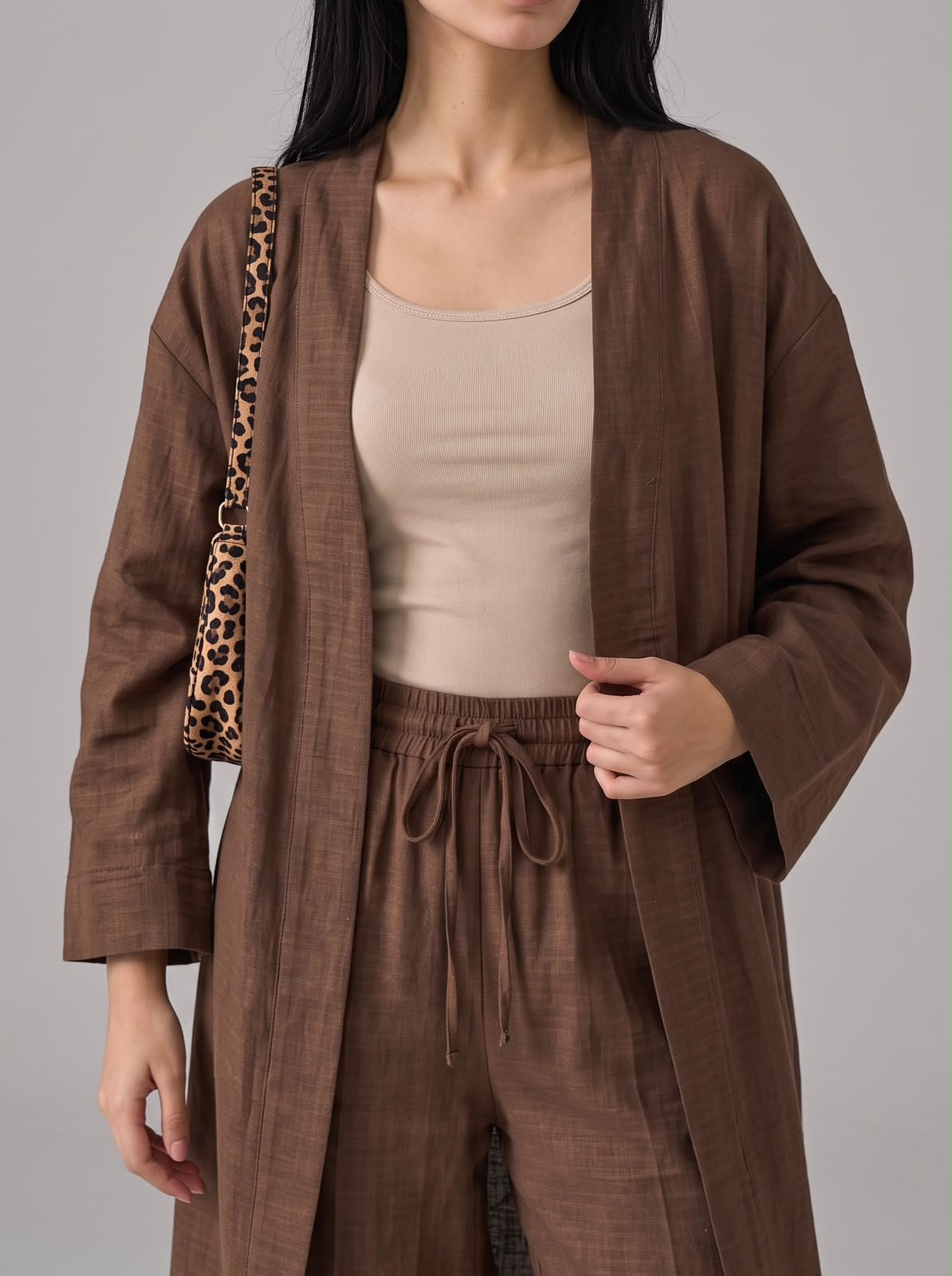 Brown plain kimono