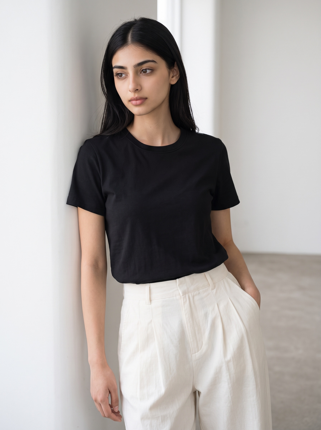 Regular Fit Cotton T-Shirt (Black)