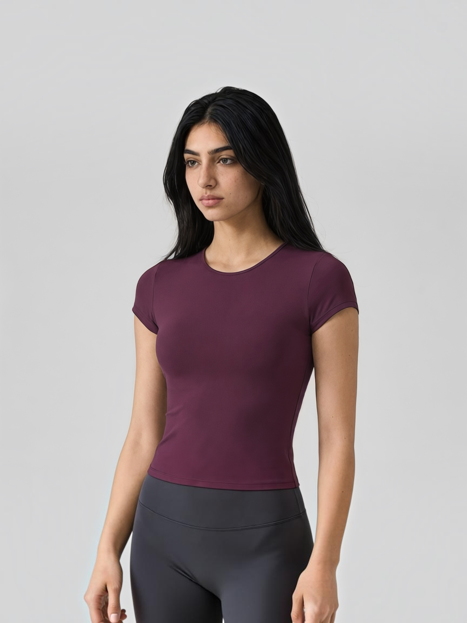Slim Fit Stretch T-Shirt (Plum)