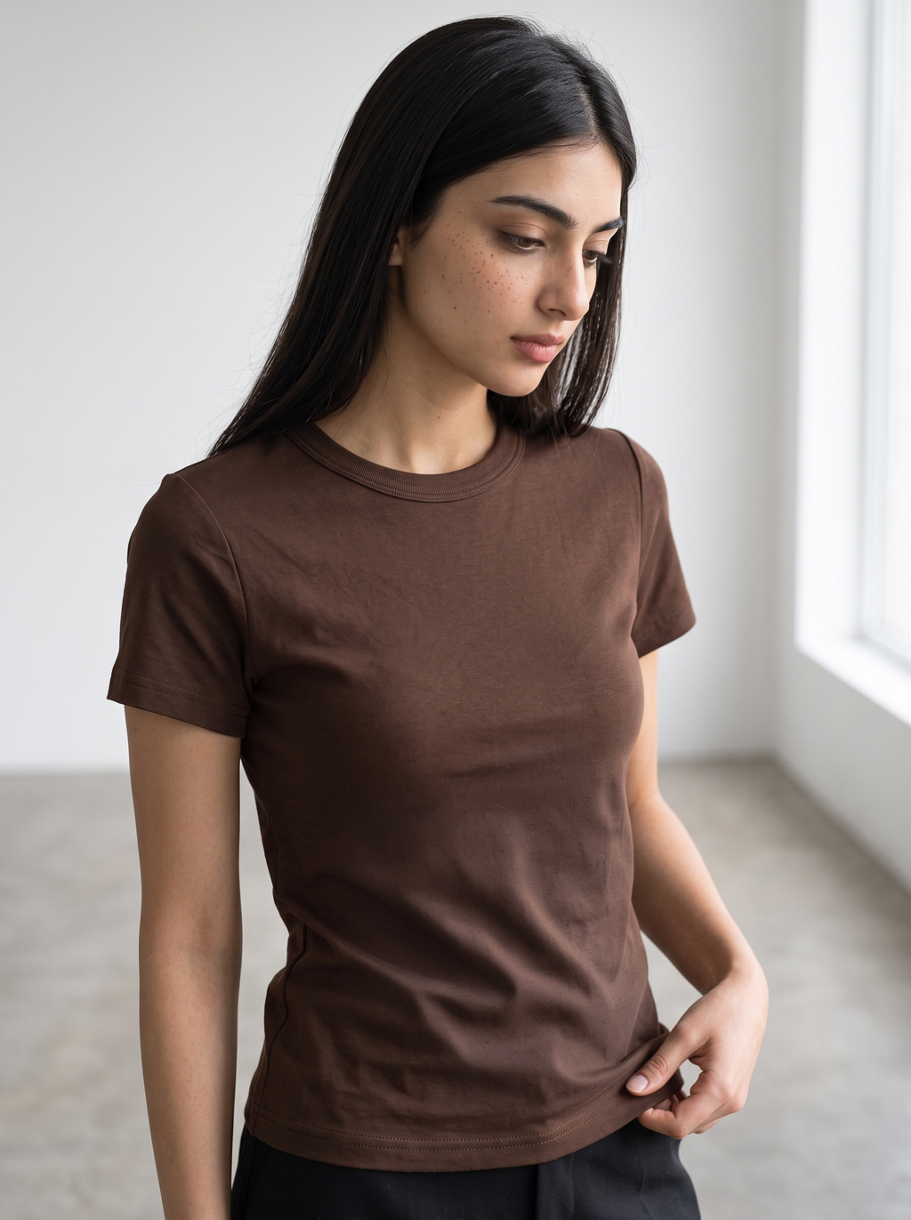 Regular Fit Cotton T-Shirt (Brown)